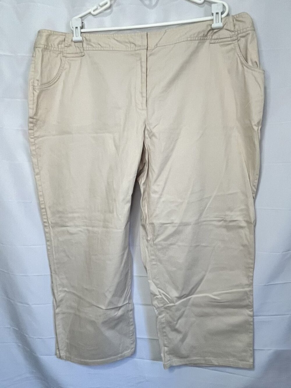 JH Collectibles Stretch - Cream Tan Flat Front Casual Khaki Pants - Size 24W